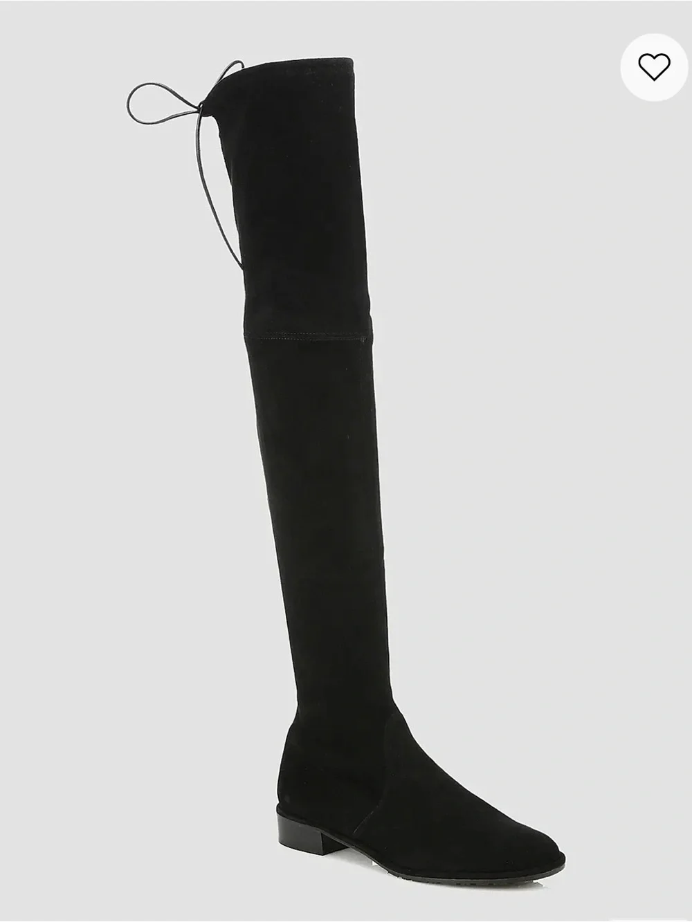 Stuart Weitzman Lowland Over-the-Knee Suede Boot with Top Tie - Black
